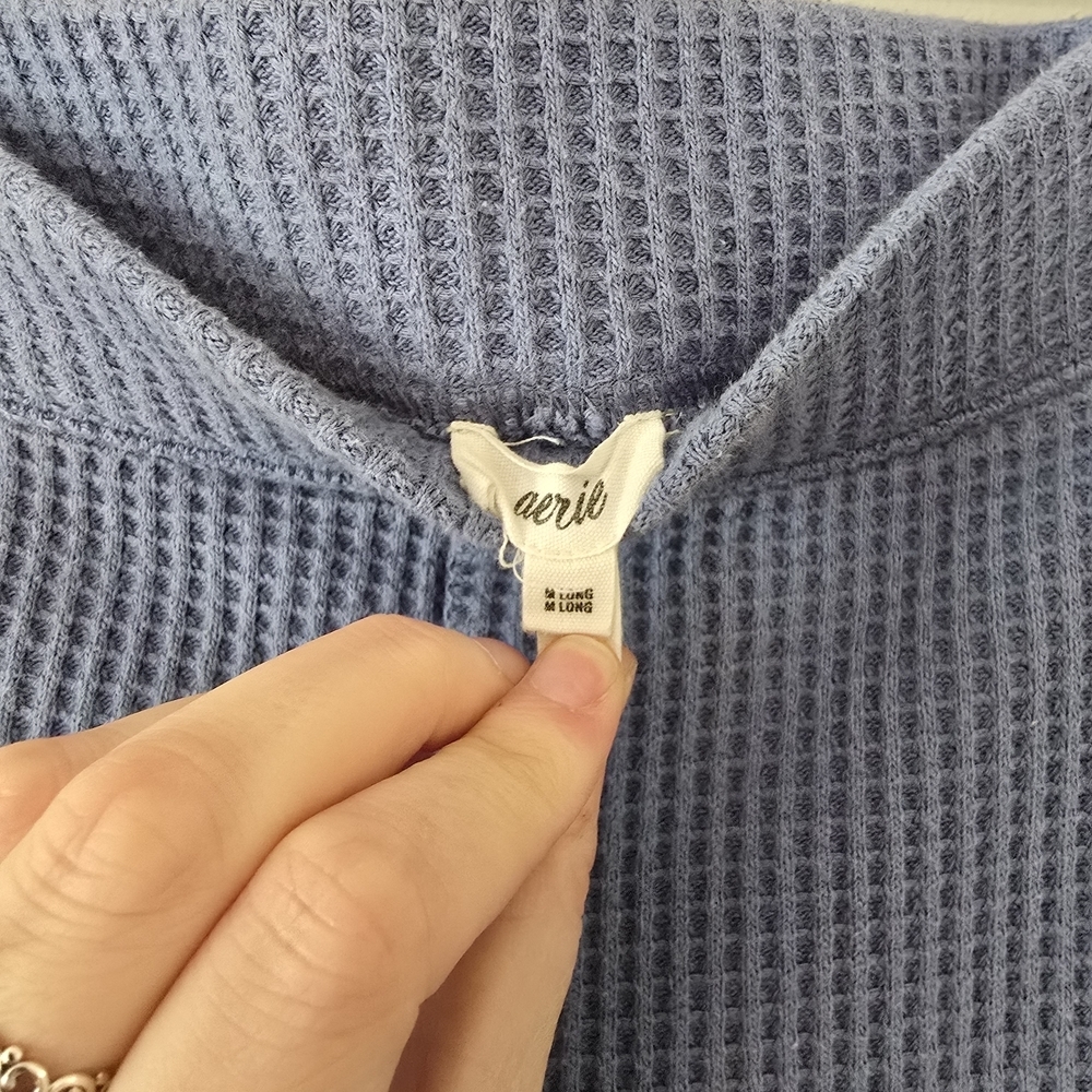 aerie Blue Waffle-Knit Flared Leggings - Picture 2 of 3